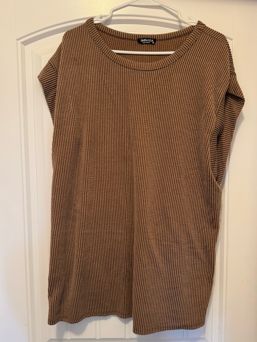 HEIMISH USA Brown Ribbed Sleeveless Tank Top